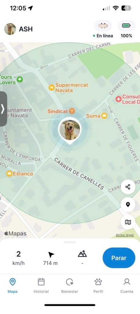 TRACTIVE GPS Perros APP Mapa